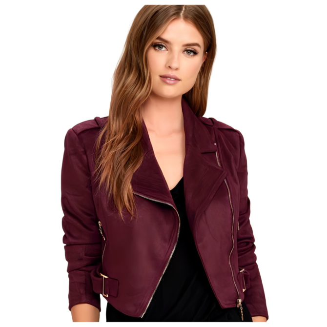 Women Leather jacket Burgundy